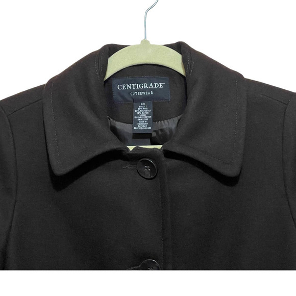 Centigrade Womens Wool Blend Pea Dress Coat XS Dark Brown Button‎ Front Pockets - Picture 2 of 6